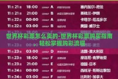 世界杯彩票怎么卖的-世界杯彩票购买指南，轻松掌握购彩流程