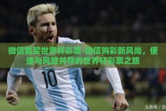微信能买世界杯彩票-微信购彩新风尚，便捷与风险并存的世界杯彩票之旅