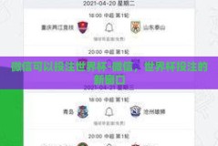 微信可以投注世界杯-微信，世界杯投注的新窗口