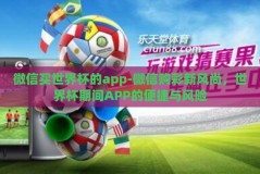 微信买世界杯的app-微信购彩新风尚，世界杯期间APP的便捷与风险