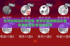 世界杯网站彩票停售-世界杯期间网站彩票停售的背后考量与影响