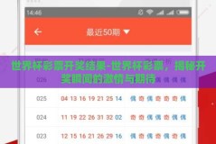 世界杯彩票开奖结果-世界杯彩票，揭秘开奖瞬间的激情与期待