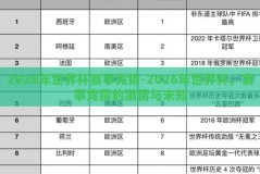 2026年世界杯赛事竞猜-2026年世界杯，赛事竞猜的激情与未知