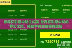 世界杯彩票中奖生成器-世界杯彩票中奖的梦幻之旅，揭秘中奖生成器的奥秘