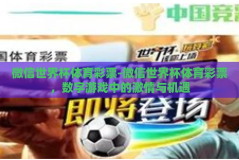 微信世界杯体育彩票-微信世界杯体育彩票，数字游戏中的激情与机遇