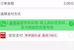 网上去哪买世界杯彩票-网上购彩世界杯，安全与便捷的双重考量