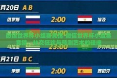 微信世界杯小组赛竞猜-微信世界杯小组赛竞猜，社交狂欢与预测艺术的碰撞