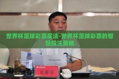 世界杯足球彩票买法-世界杯足球彩票的智慧投注策略
