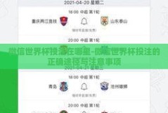 微信世界杯投注在哪里-微信世界杯投注的正确途径与注意事项