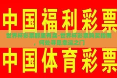 世界杯彩票那里有卖-世界杯彩票购买指南，何处寻觅幸运之门