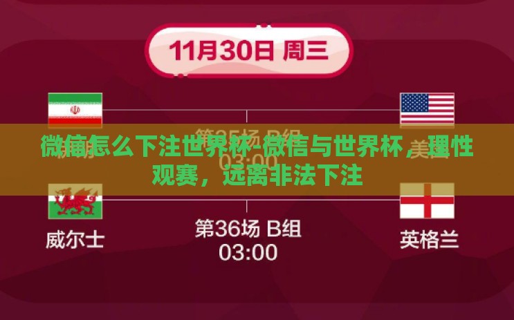 微信怎么下注世界杯-微信与世界杯，理性观赛，远离非法下注