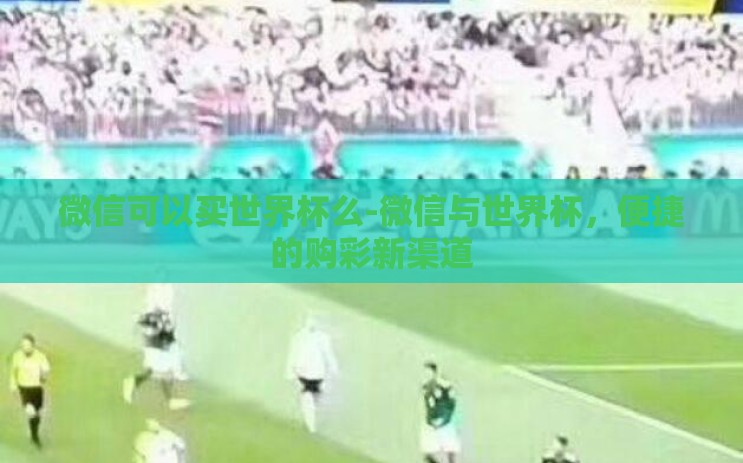 微信可以买世界杯么-微信与世界杯,便捷的购彩新渠道 微信可以买世界杯么-微信与世界杯,便捷的购彩新渠道