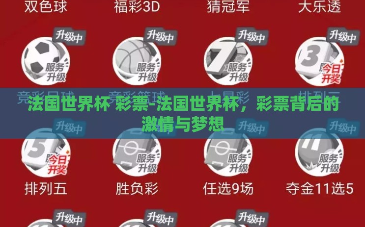 法国世界杯 彩票-法国世界杯，彩票背后的激情与梦想