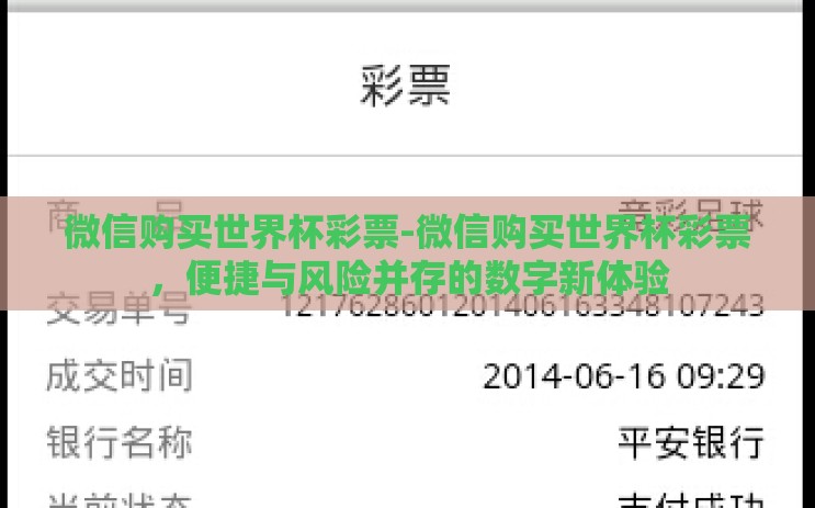 微信购买世界杯彩票-微信购买世界杯彩票,便捷与风险并存的数字新体验 微信购买世界杯彩票-微信购买世界杯彩票,便捷与风险并存的数字新体验