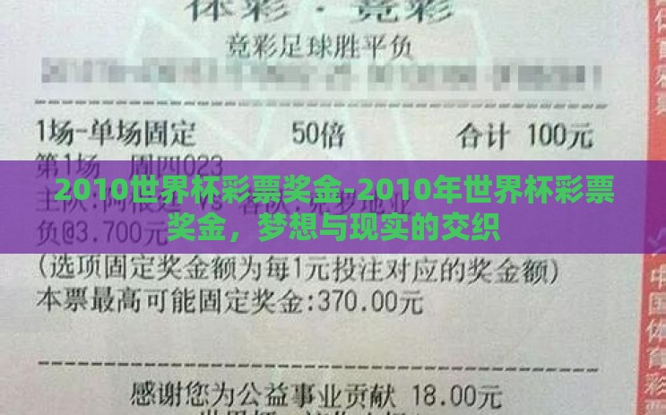 2010世界杯彩票奖金-2010年世界杯彩票奖金,梦想与现实的交织 2010世界杯彩票奖金-2010年世界杯彩票奖金,梦想与现实的交织