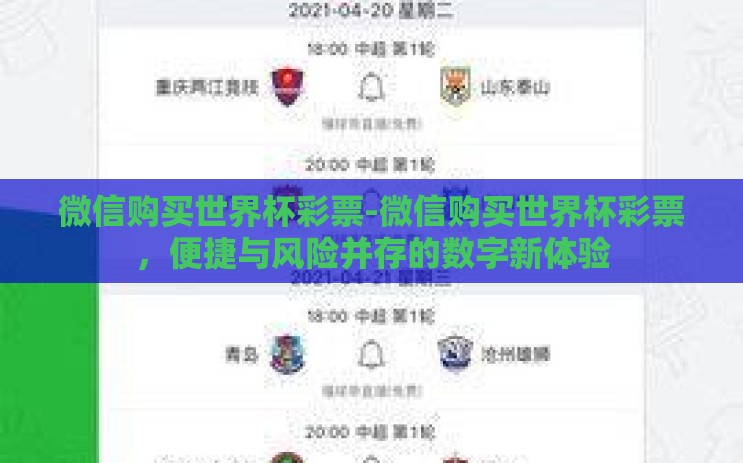 微信购买世界杯彩票-微信购买世界杯彩票，便捷与风险并存的数字新体验