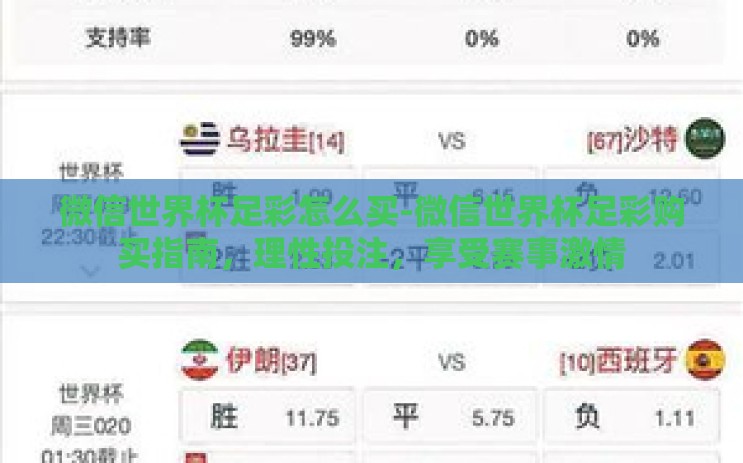 微信世界杯足彩怎么买-微信世界杯足彩购买指南，理性投注，享受赛事激情