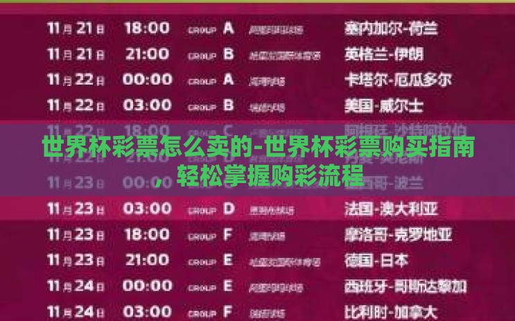 世界杯彩票怎么卖的-世界杯彩票购买指南,轻松掌握购彩流程 世界杯彩票怎么卖的-世界杯彩票购买指南,轻松掌握购彩流程