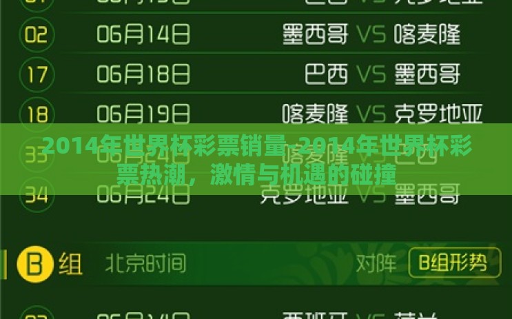 2014年世界杯彩票销量-2014年世界杯彩票热潮,激情与机遇的碰撞 2014年世界杯彩票销量-2014年世界杯彩票热潮,激情与机遇的碰撞