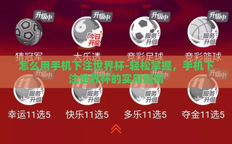 怎么用手机下注世界杯-轻松掌握,手机下注世界杯的实用指南 怎么用手机下注世界杯-轻松掌握,手机下注世界杯的实用指南