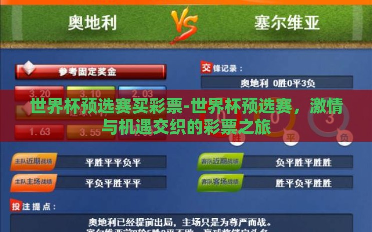 世界杯预选赛买彩票-世界杯预选赛,激情与机遇交织的彩票之旅 世界杯预选赛买彩票-世界杯预选赛,激情与机遇交织的彩票之旅