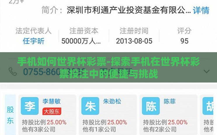 手机如何世界杯彩票-探索手机在世界杯彩票投注中的便捷与挑战