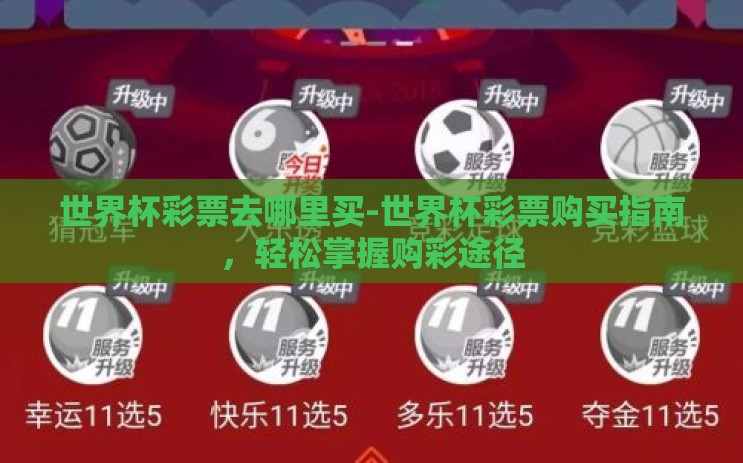 世界杯彩票去哪里买-世界杯彩票购买指南，轻松掌握购彩途径