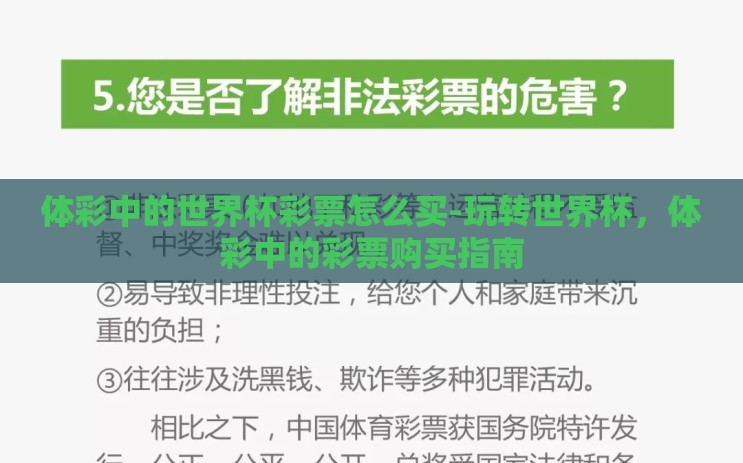 体彩中的世界杯彩票怎么买-玩转世界杯，体彩中的彩票购买指南