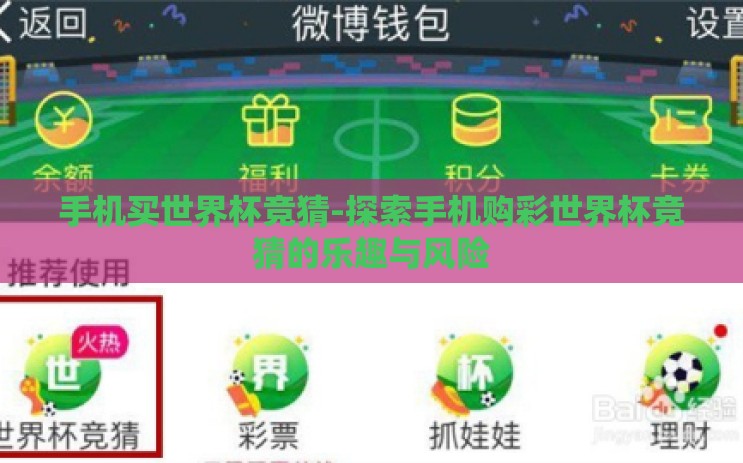 手机买世界杯竞猜-探索手机购彩世界杯竞猜的乐趣与风险